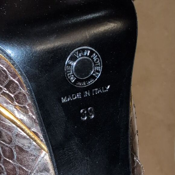 Dries Van Noten Heels Louis IV Modern Snake Print Platform Pewter Silver EU 39 - Picture 6 of 15